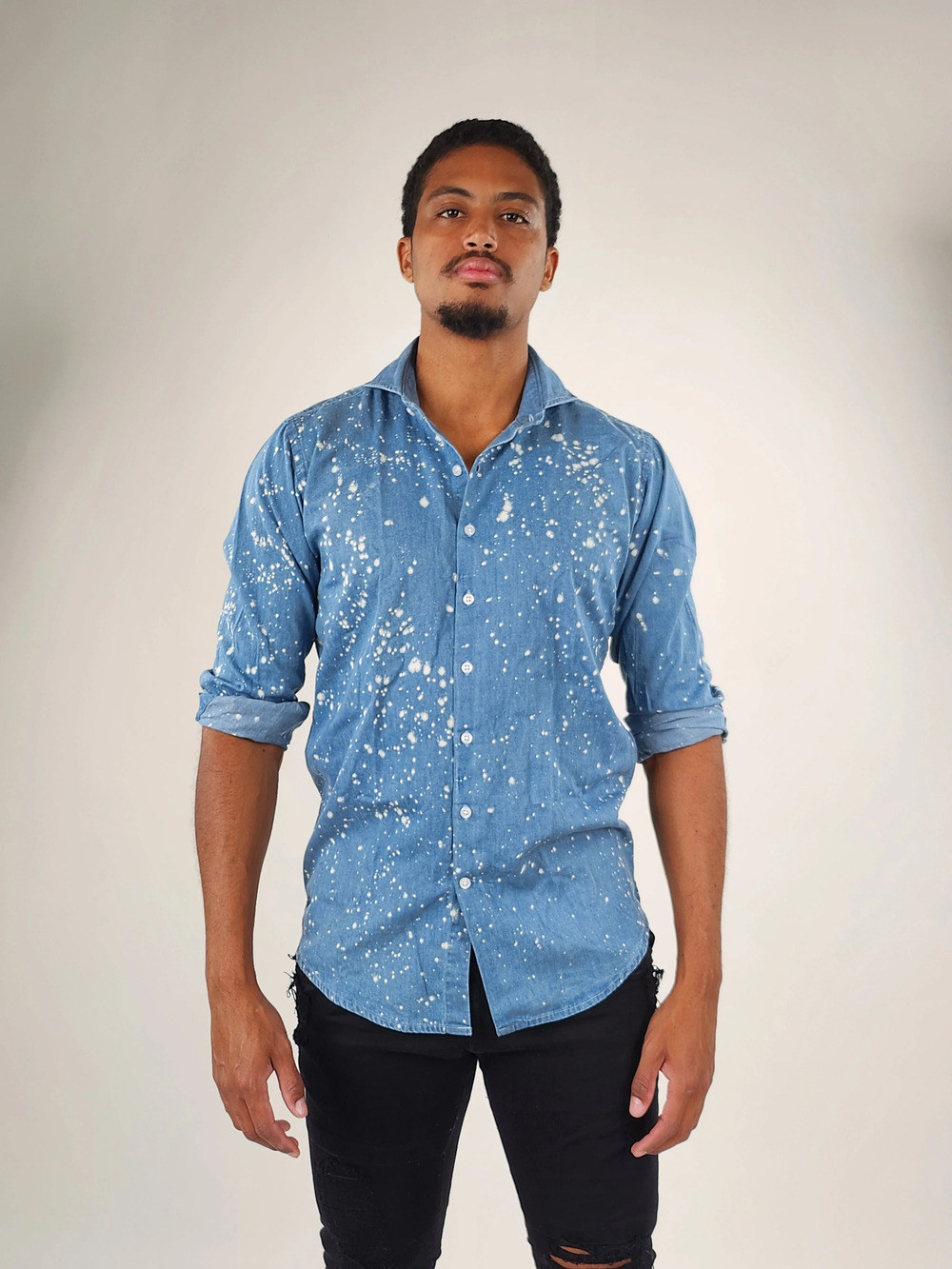Brisk Bleach Splash Denim Shirt/14573